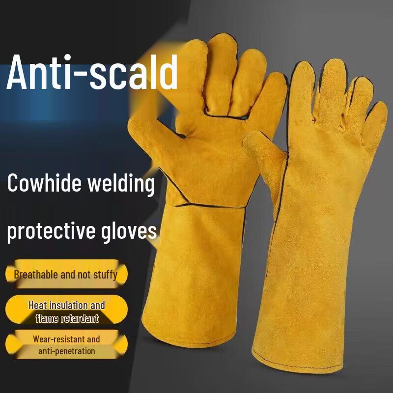 Baishengnu Double-Layer Heat-Resistant Cowhide Welding Gloves