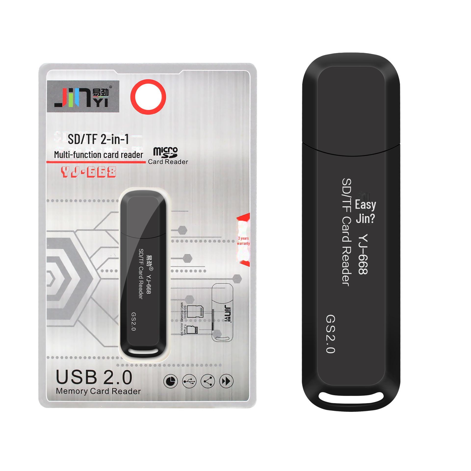

Yijin YJ-668 USB 3.0 двойной картридер для TF, SDXC и Micro SD карт USB 2.0 чёрный