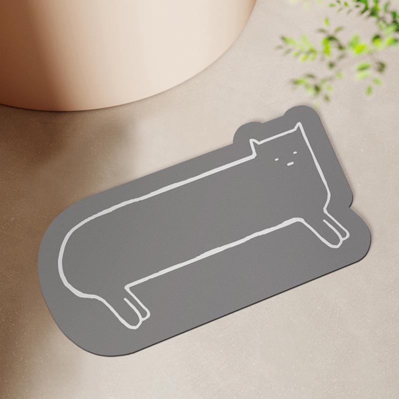 Cartoon Cat Home Bathroom Anti Slip Mat Semi Circular Wear Resistant Water Absorbing Floor Mat Bathroom Door Diatom Mud Floor Mat