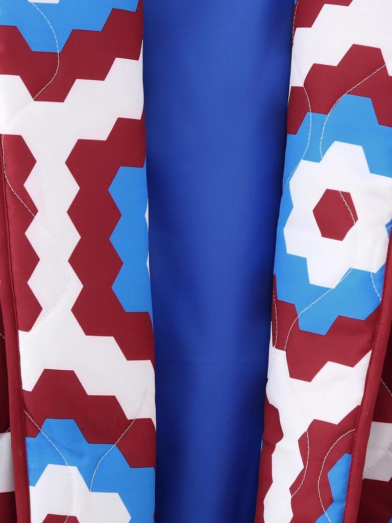 Jesienny damski płaszcz bawełniany patchworkowy z nadrukiem geometrycznym 2023