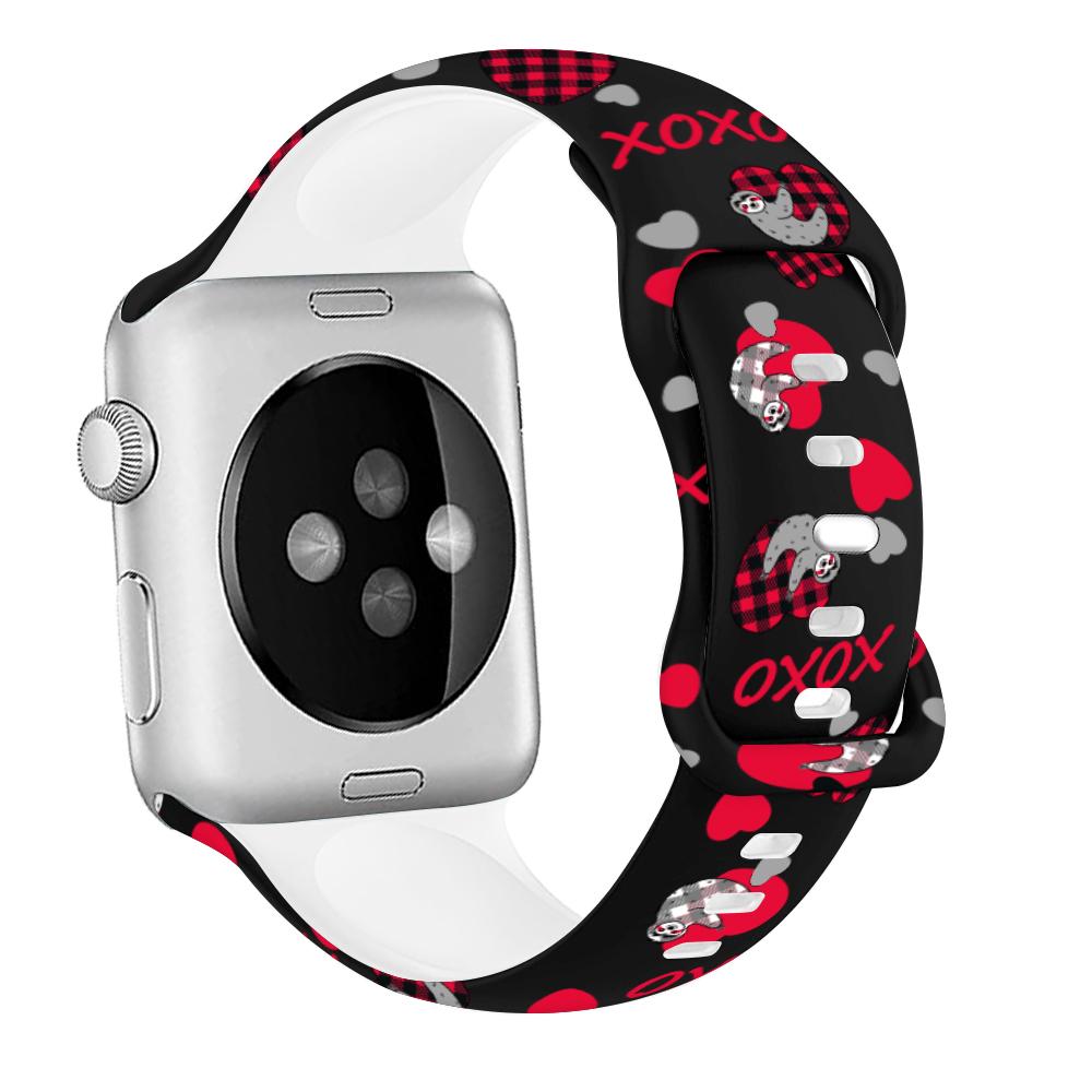 For Apple Watch 10 46mm/Ultra 2/Ultra 49mm/9 8 7 45mm/SE (2023) SE (2022) SE 6 5 4 44mm/3 2 1 42mm Pattern Silicone Watch Band