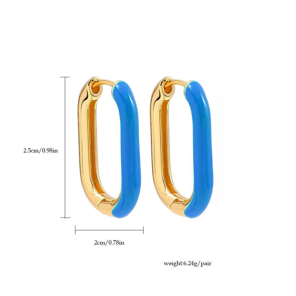 Minimalist U-shaped Colorful Huggies Ear Buckle for Women Half Enamel Glaze Gold Plated Hoop Earrings Piercing Jewelry Gift