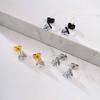 AAA CZ Stone Stud Earrings for Men Boys,Small Triangle Metal Earrings with Stainless Steel Butterfly Buckle,Casual Jewelry Gifts