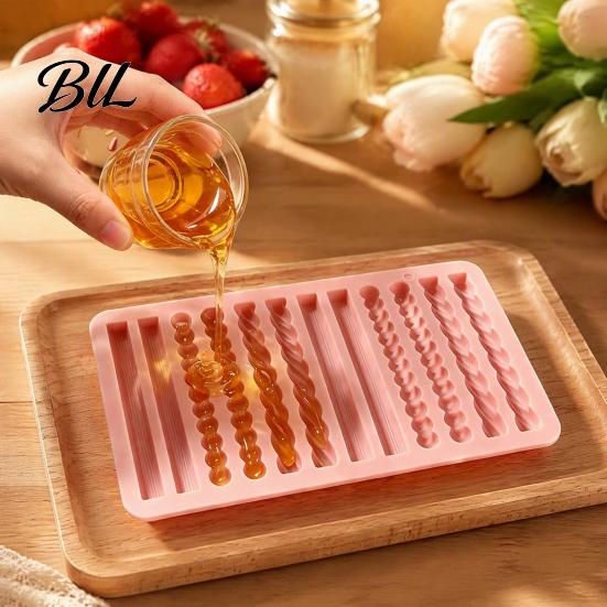Homemade Cookie Baking Pan Silicone Chocolate Rod Mold, 12 Cavity Non-stick Tray, Heat Resistant Crayon Casting Tray Flexible Strip Mold for Oven And