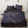 3D Black Bedding Set Pillowcase King Queen Full Single 200x200 Bed Linen Gold Design 3D Printed Duvet Cover Set for Teens Women