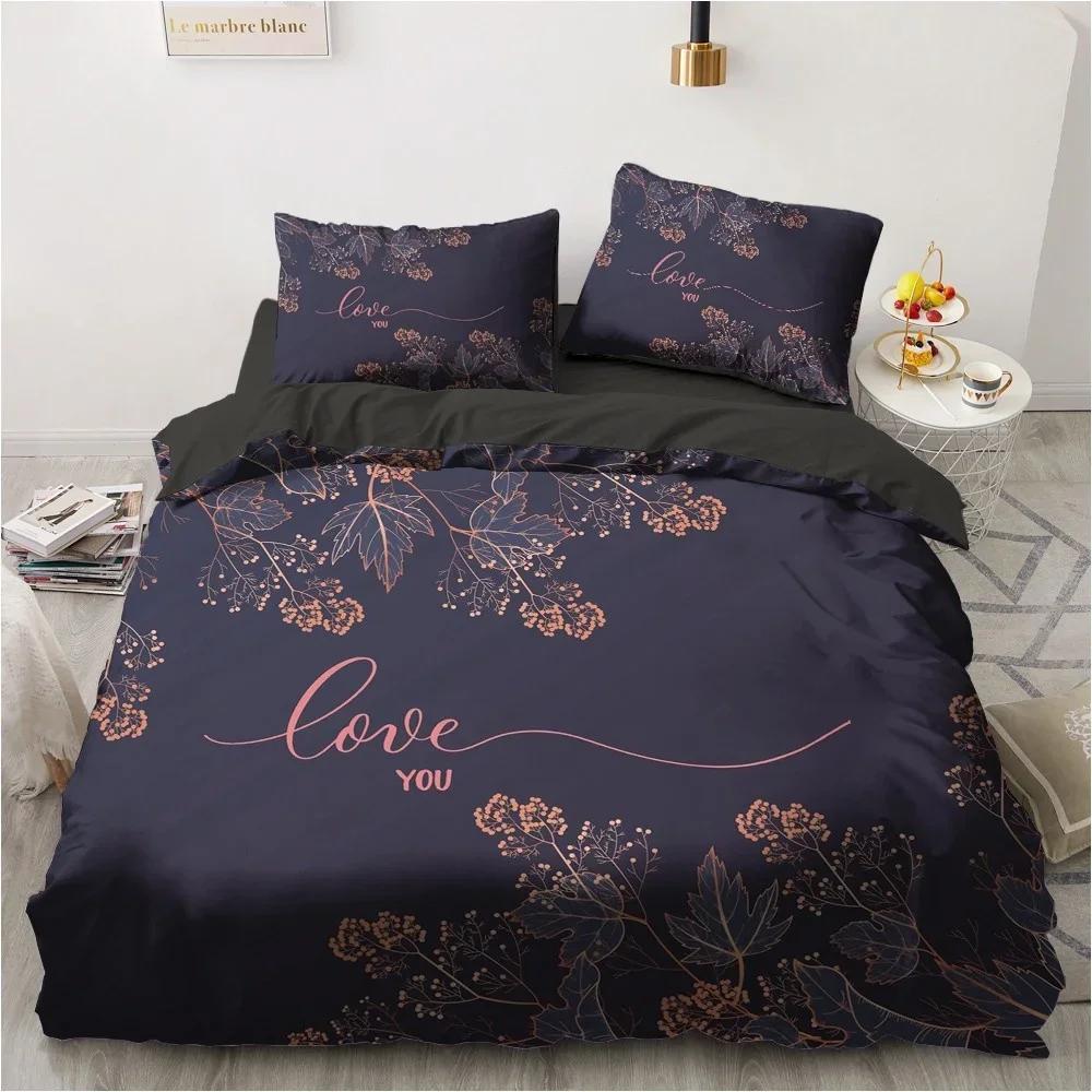 3D Black Bedding Set Pillowcase King Queen Full Single 200x200 Bed Linen Gold Design 3D Printed Duvet Cover Set for Teens Women