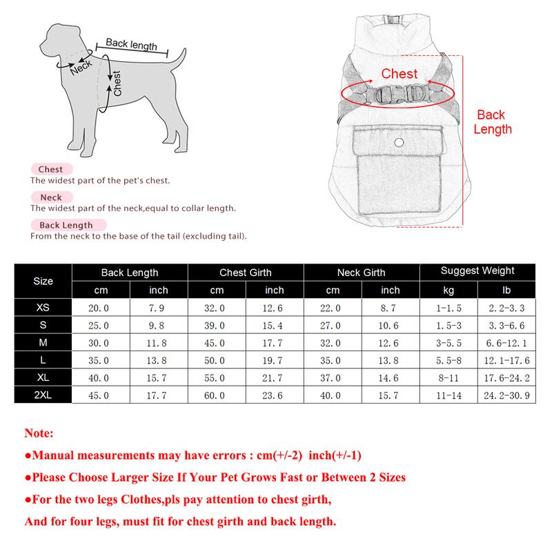Cute Dog Clothes for Small Medium Dogs Warm Winter Pet Jacket with Harness Pocket Windproof Puppy Coat Pets Yorkshire Outfits