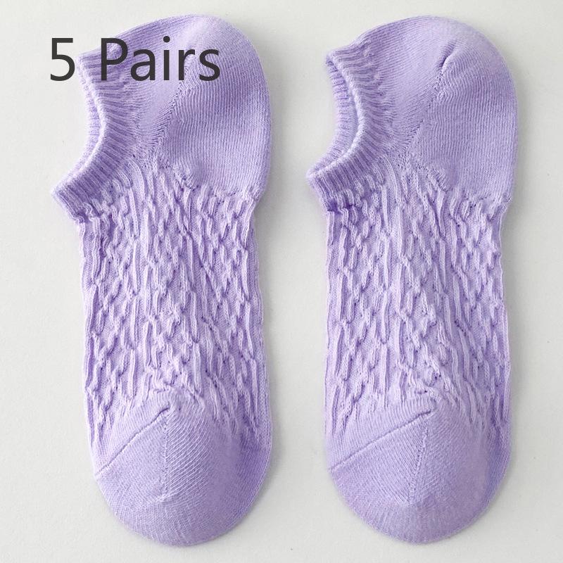 5 Pairs of New Female Spring and Summer Sweet Short Boat Socks