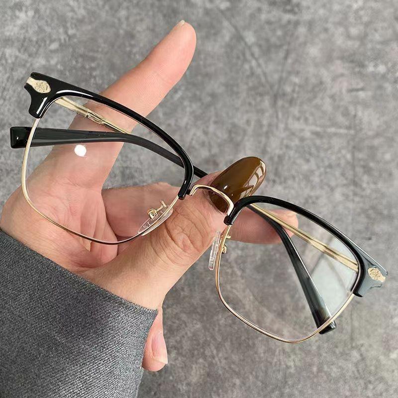 Metal reading glasses, men's and women's big faces, widened eye protection, anti-blue light business reading glasses