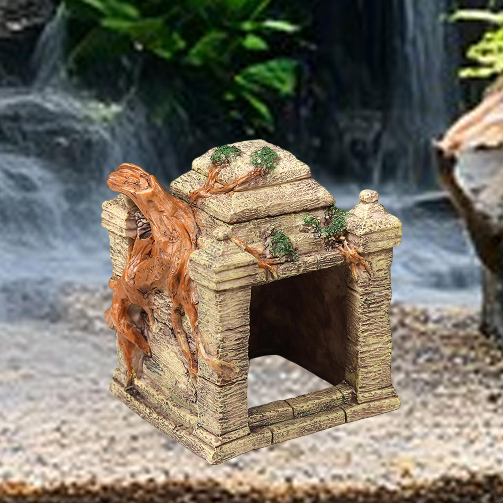 

Reptiles Hideout Cave Resin Rock Hideaway Micro Landscape Terrarium Habitat Decor Aquarium House for