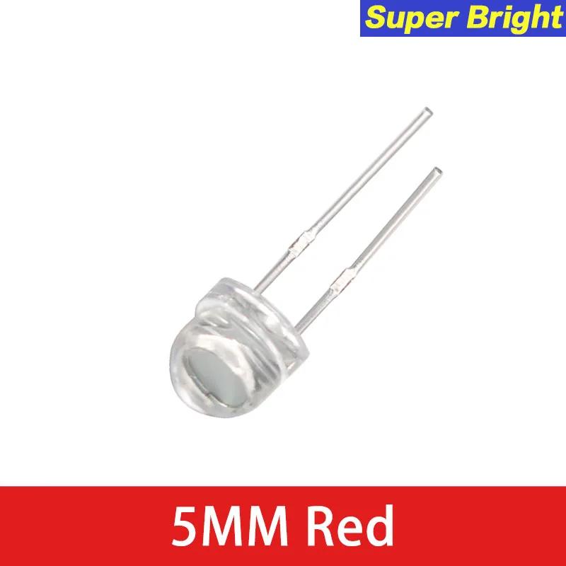 50/100PCS Straw Hat LED 5mm Super Bright LED Diode F5 Light Emitting Diode Blue Green Red Yellow White, for DIY Electronic