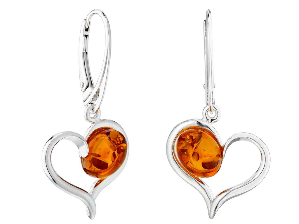 Silver Jewelry Set Heart with Amber Silver Heart Set 38