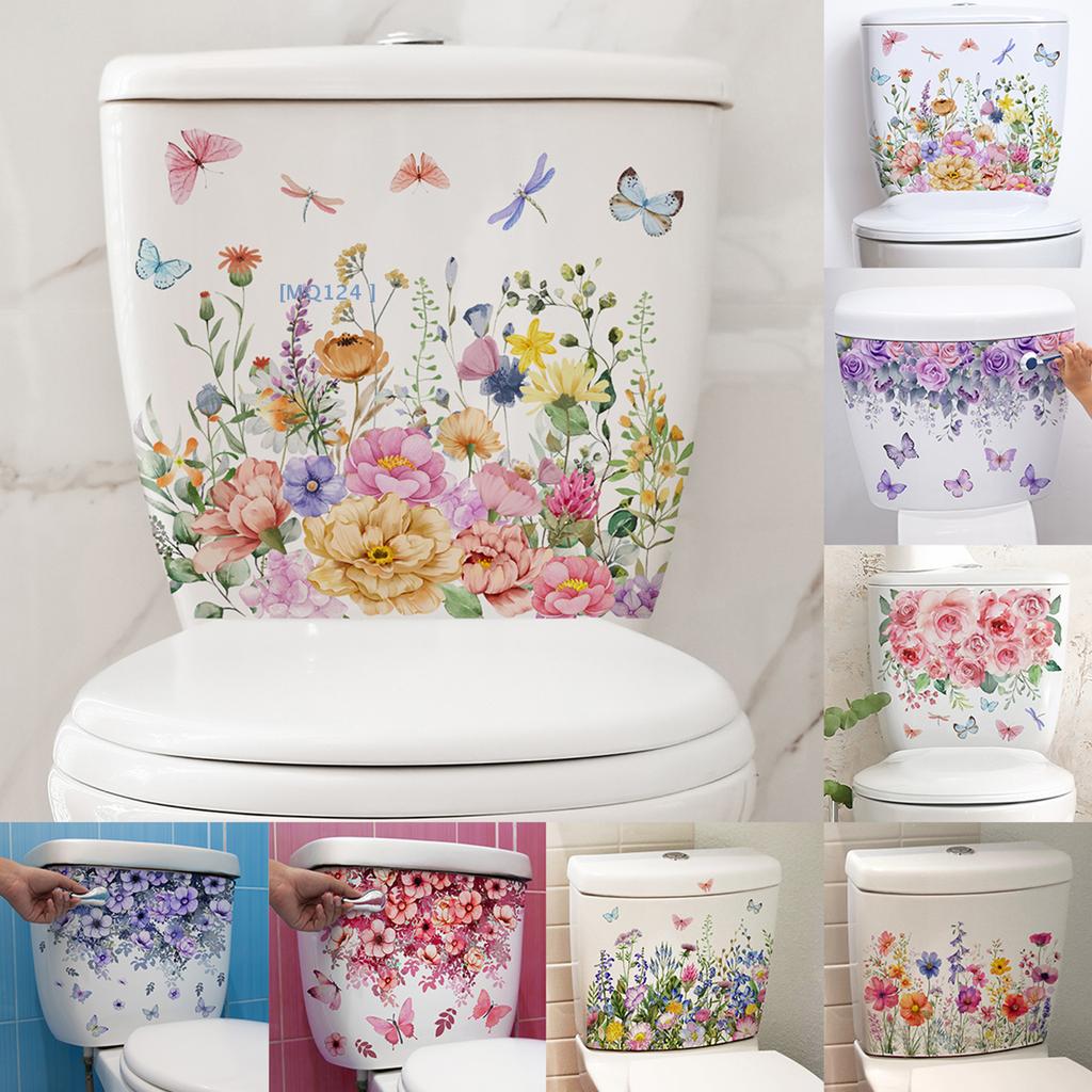 Pegatina de pared de flores y plantas verdes, calcomanías decorativas para baño, sala de estar, armario, decoración del hogar, Mural autoadhesivo