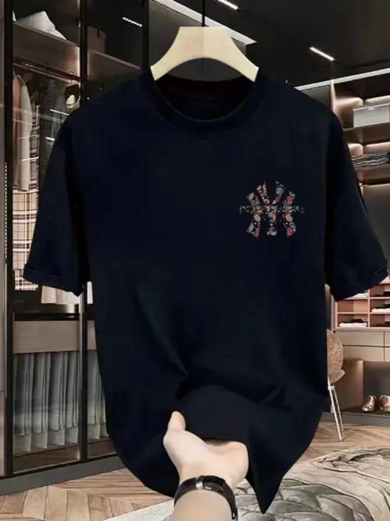 Summer 25 New Korean Men's and Women's High Quality Casual Crew-neck Print Short Sleeve Light Luxury Lovely T-shirt