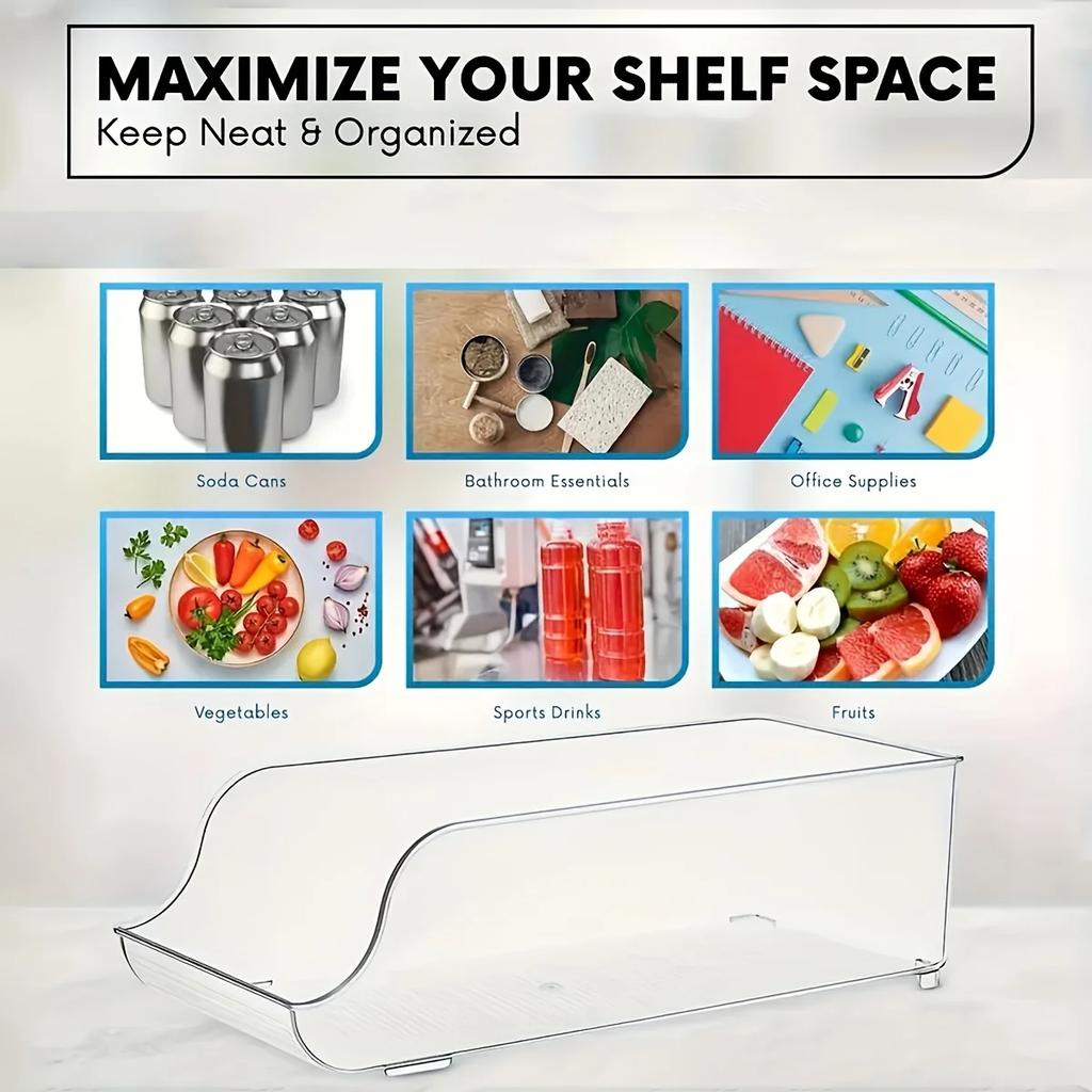 1/2-pack Dryckesdispenserorganisatör för Kylskåp, Klar Plast Hög Smal Läskburkar Hållare Behållare Förvaringslåda Bricka