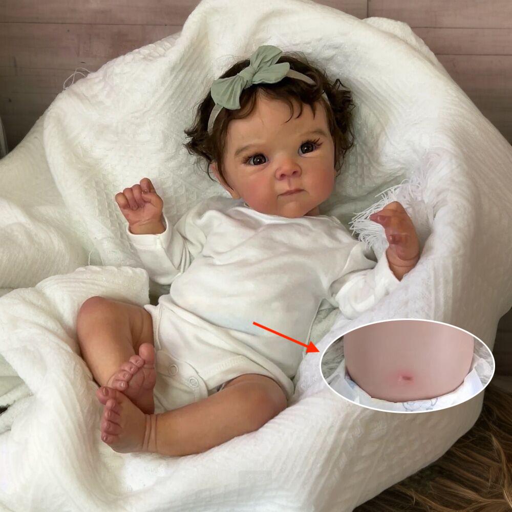 

BZDOLL 19inch 48cm Full Vinyl Body Reborn Baby Lifelike 3D-painting Skin With Visible Veins Doll Art Bath Toy for Girls Kids Play House Birthday Gifts Full vinyl body doll