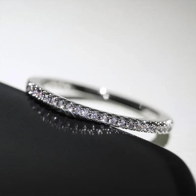 

2026 New Minimalist Thin Rings for Women Wedding Brilliant Cubic Zircon High Quality Versatile Female Finger Ring Zircon 10