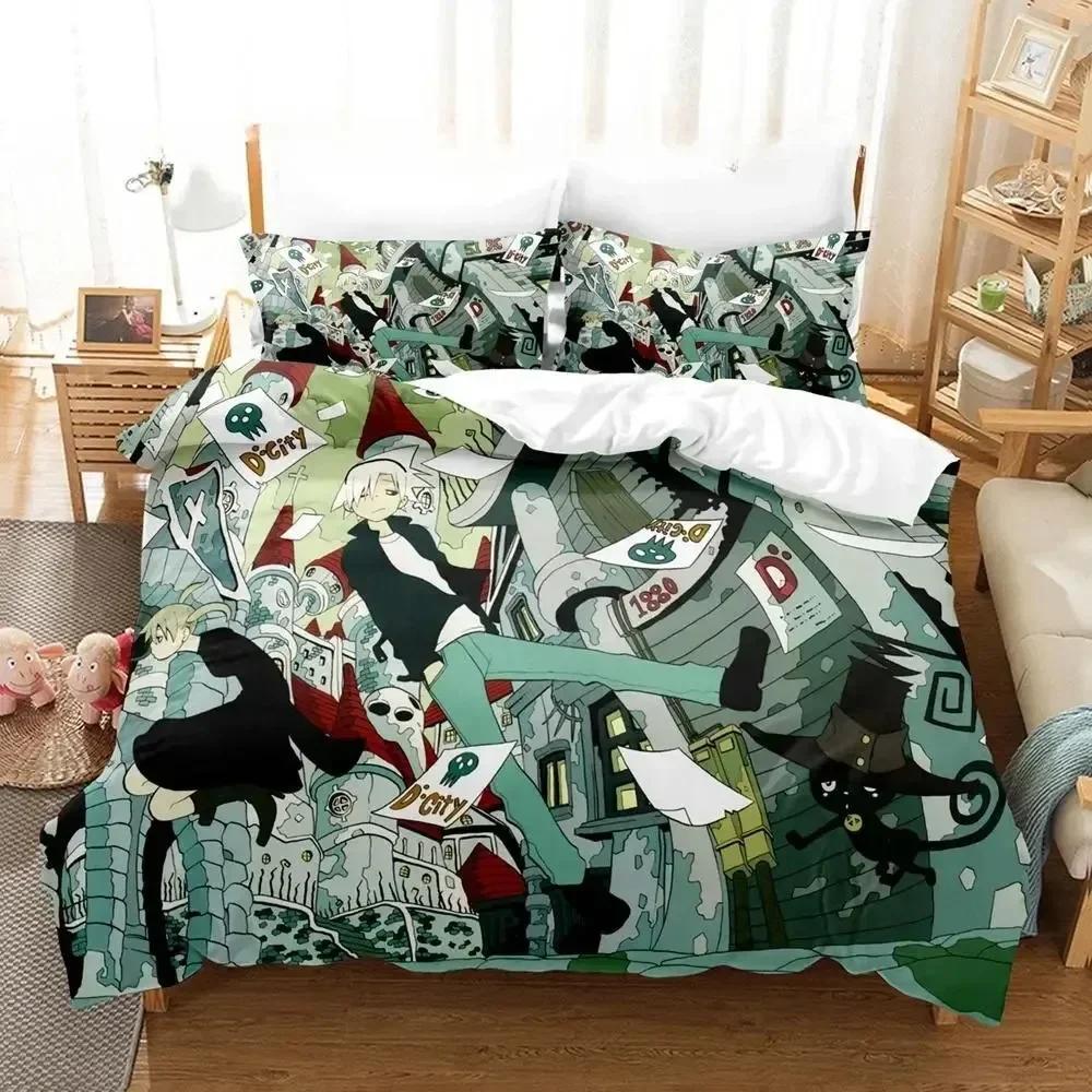 Neues 3D-Zeichentrick Soul Eater Bettwäscheset Einzelbett Twin Full Queen King Size Bettset Erwachsener Kind Schlafzimmer Bettbezug-Sets Heimtextilien