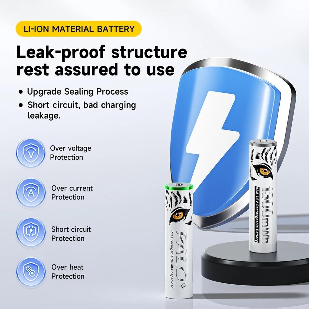 PALO Caricabatterie Intelligente 1.5V AA+AAA Batteria Ricaricabile ad Alte Prestazioni con Batteria agli Ioni di Litio 1.5V AAA