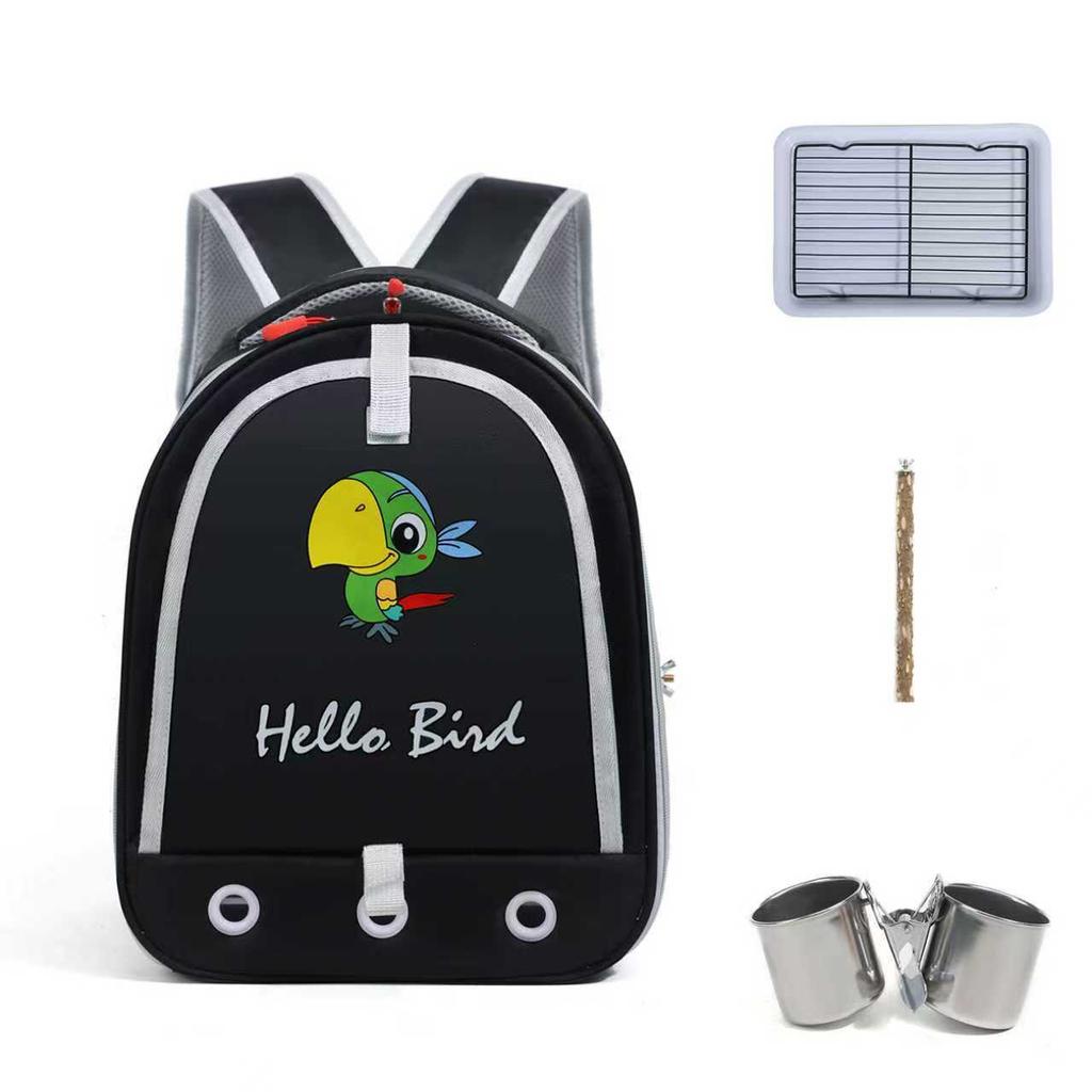 Portable Bird Carrier Bag Birdcage Parrot Pigeon Large Opening Backpack with Feeding Cups for Parakeet Cockatiel Lovebirds