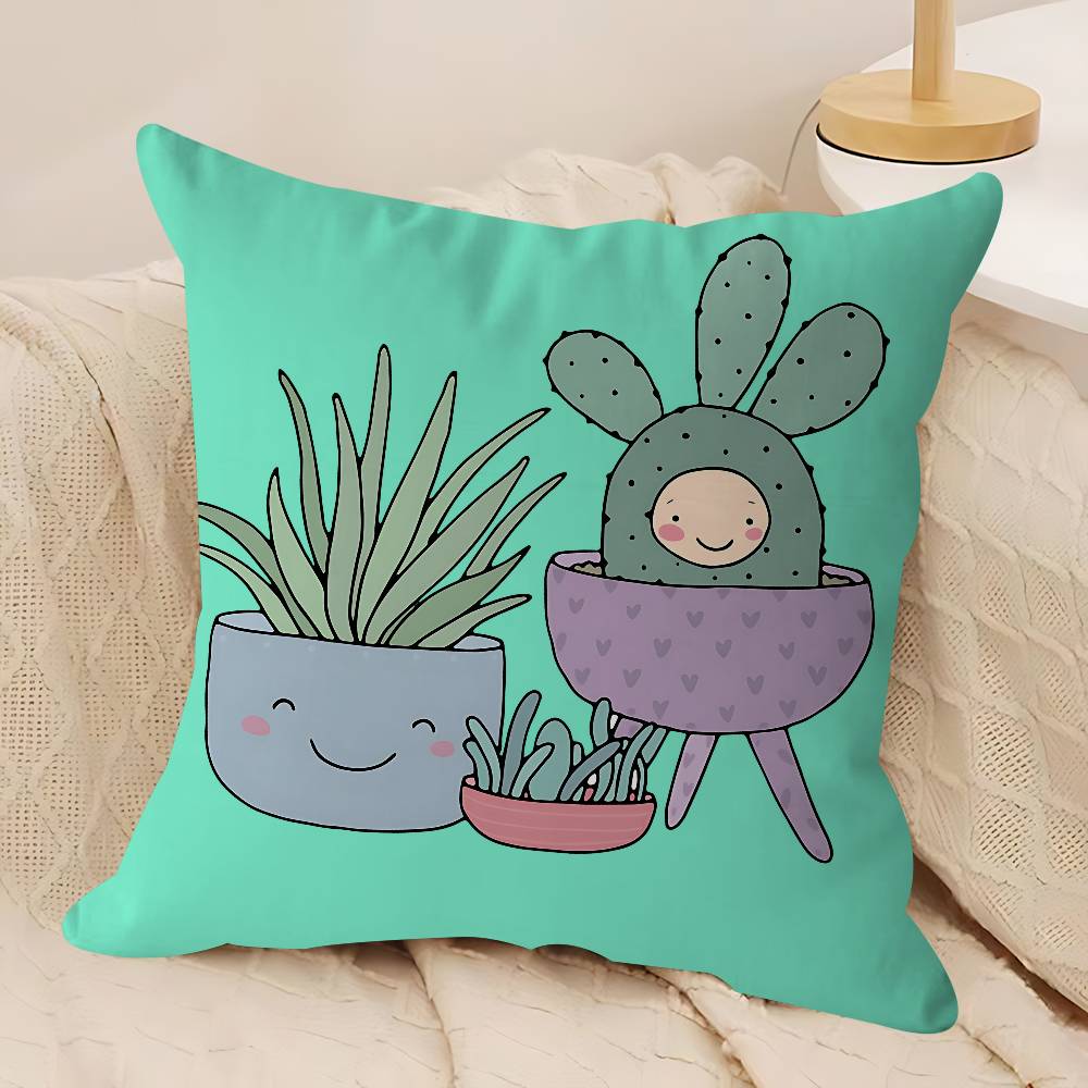 Niedliche Cartoon Sukkulenten Kissen Geschenke Heim Büro Einrichtung Schlafzimmer Sofa Auto Kissenbezug Hülle 45x45cm