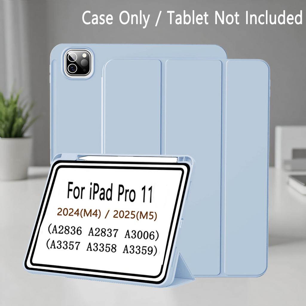 Case for iPad Pro 11-Inch M5/M4 / (6th/5th Generation), Slim Stand Soft Back Shell Smart Cover with Auto Wake/Sleep