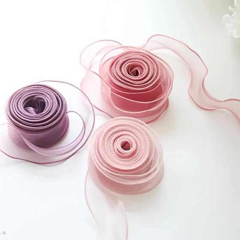 10 Yards/Roll Chiffon Organza Silk Ribbon Satin For DIY Craft Gift Wrapping Decoration Wedding Bouquets Wreath Sewing Supplies