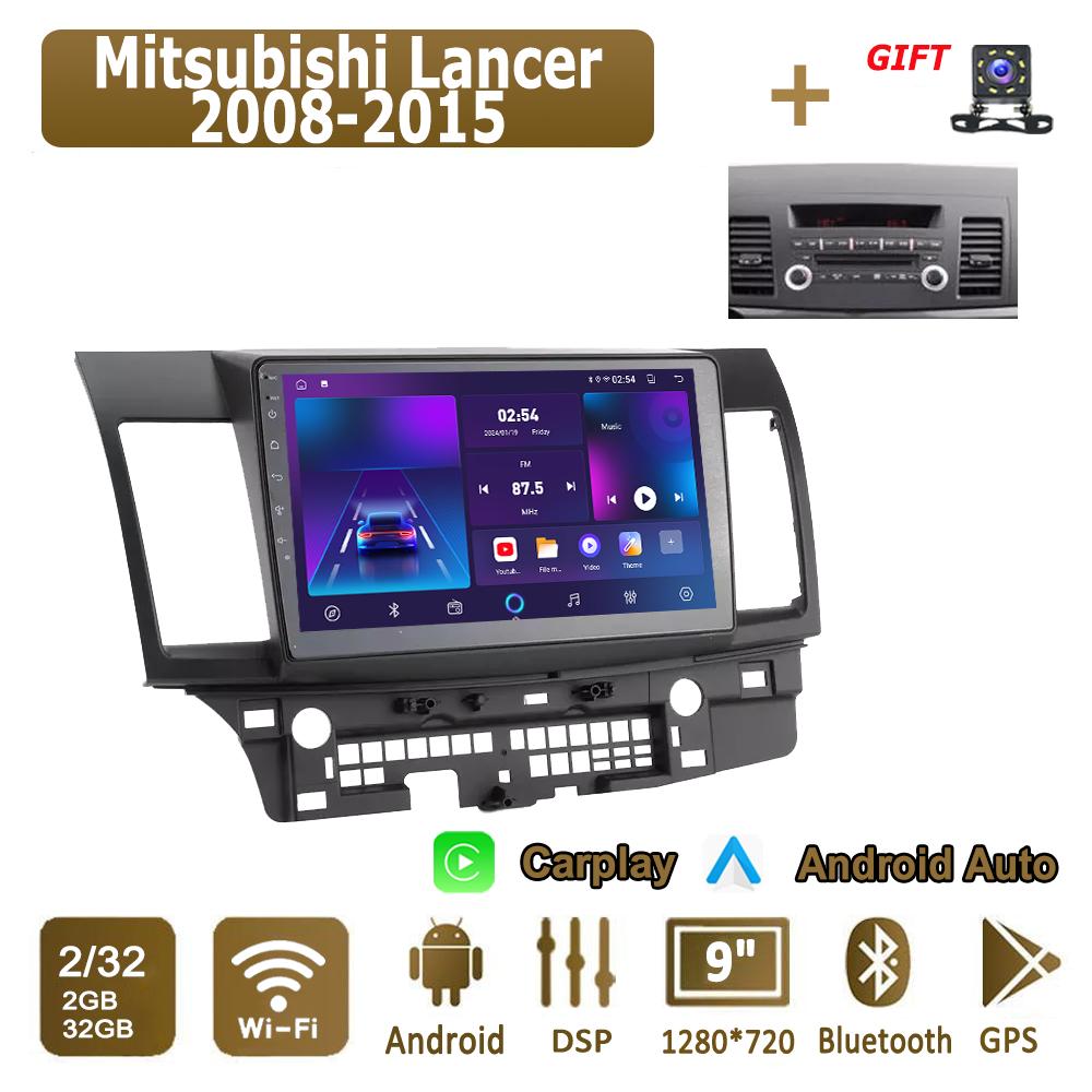Androidowe Radio Samochodowe Carplay Dla Mitsubishi Lancer 2008-2015 Odtwarzacz Multimedialny Jednostka Główna Stereo Nawigacja GPS BT WIFI 4+64GB