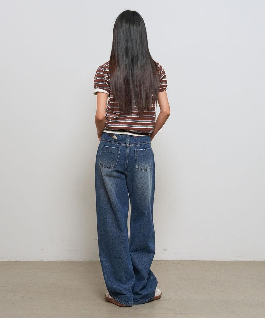 GENERALIDEA Striped Collar Half Knit [Brown] / Gf2Lkp525