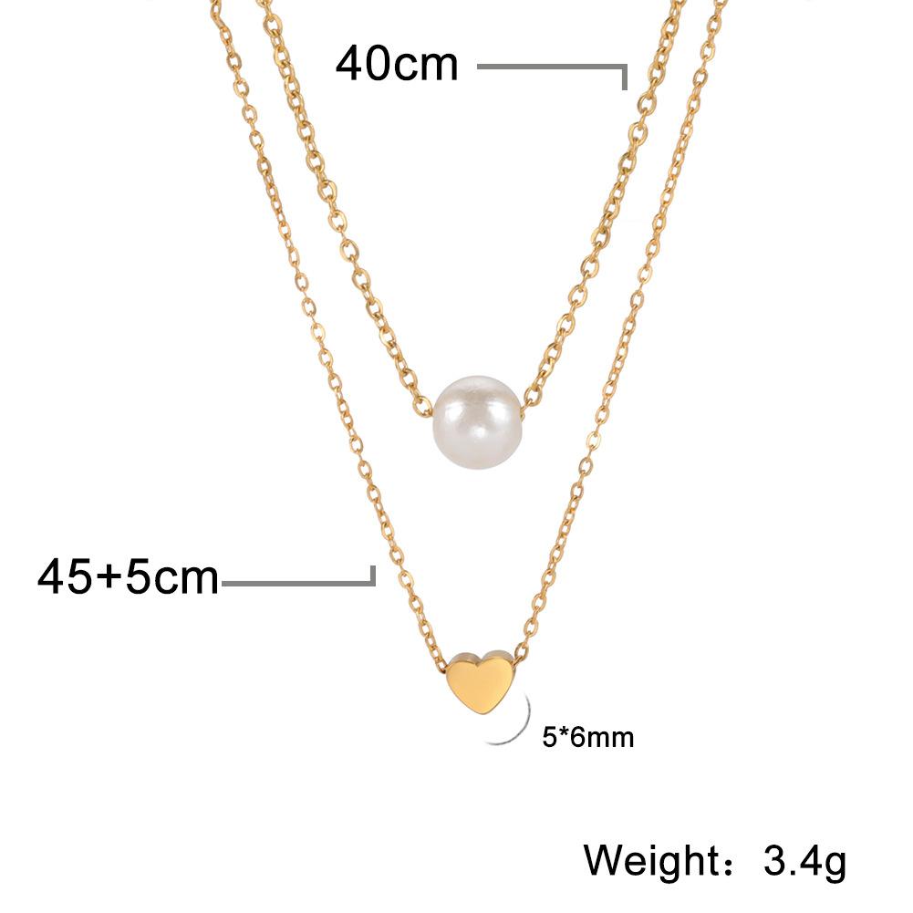 Simulated Pearl Heart Pendant Necklace 18K Golden PVD Plated Stainless Steel Jewelry Trendy Anniversary Women