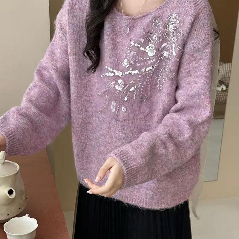 Sweater for Women Autumn Winter Thickened Pullover Warm Knitted Long Sleeve Oversize Jumper Tops