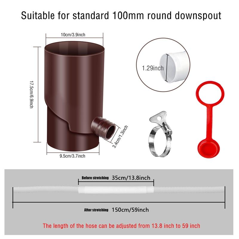Kit di Raccolta Acqua Piovana Resistente ai Raggi UV Impermeabile Barile per Pioggia Kit Deviazione Barili Portatili per Raccogliere Acqua Piovana-ABSW