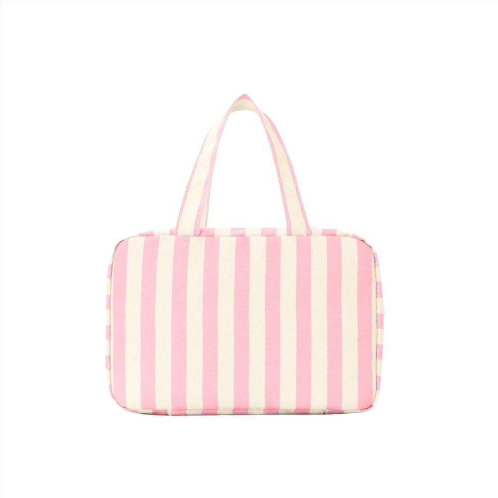 Portable Hanging Travel Toiletry Bag Striped 4-Fold Cosmetic Organizer with Hook Large Capacity Makeup Bag Outdoor