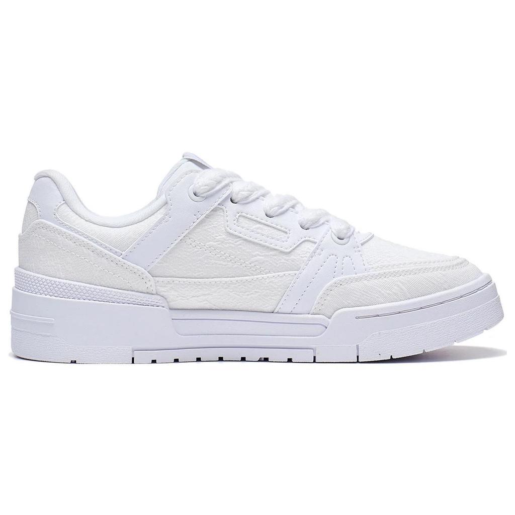 Li Ning Campaign 1.5 Synthetic Leather Slip Resistant Abrasion Resistant Low Top Skateboard Shoes Women's White AGCT266-4