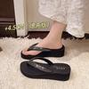 Hausschuhe Damen Sommer Strass Sandalen Damen Mode Strand Schuhe Keilabsatz atmungsaktive Flip-Flops