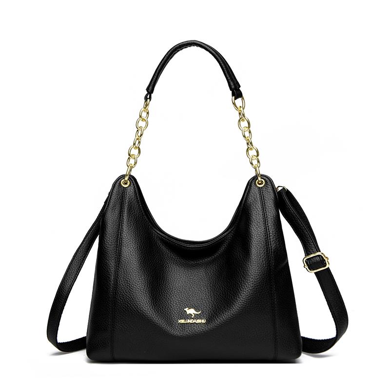 

Женская сумка винтажная сумка через плечо большой емкости с несколькими карманами из мягкой искусственной кожи 31*8*28cm чёрный