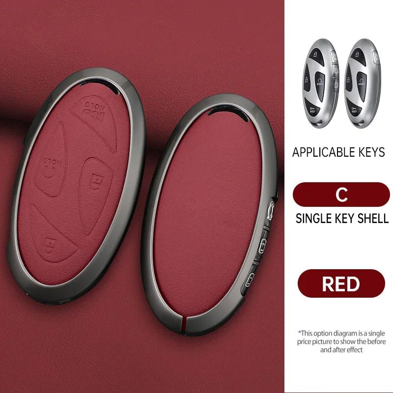 Car Zinc Leather Remote Key Case Cover Holder For Hyundai Ionic 6 Grandeur Gn7 Kona Ev New Grand Prix 5/7Buttons Key Accessories