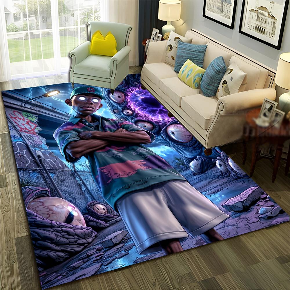 3D Top Rapper Legende Star Kunst Cartoon Hip Hop Teppich für Schlafzimmer Wohnzimmer Sofa Zuhause Fußmatte Dekor,großer Spiel-Rutschfester Bodenbelag