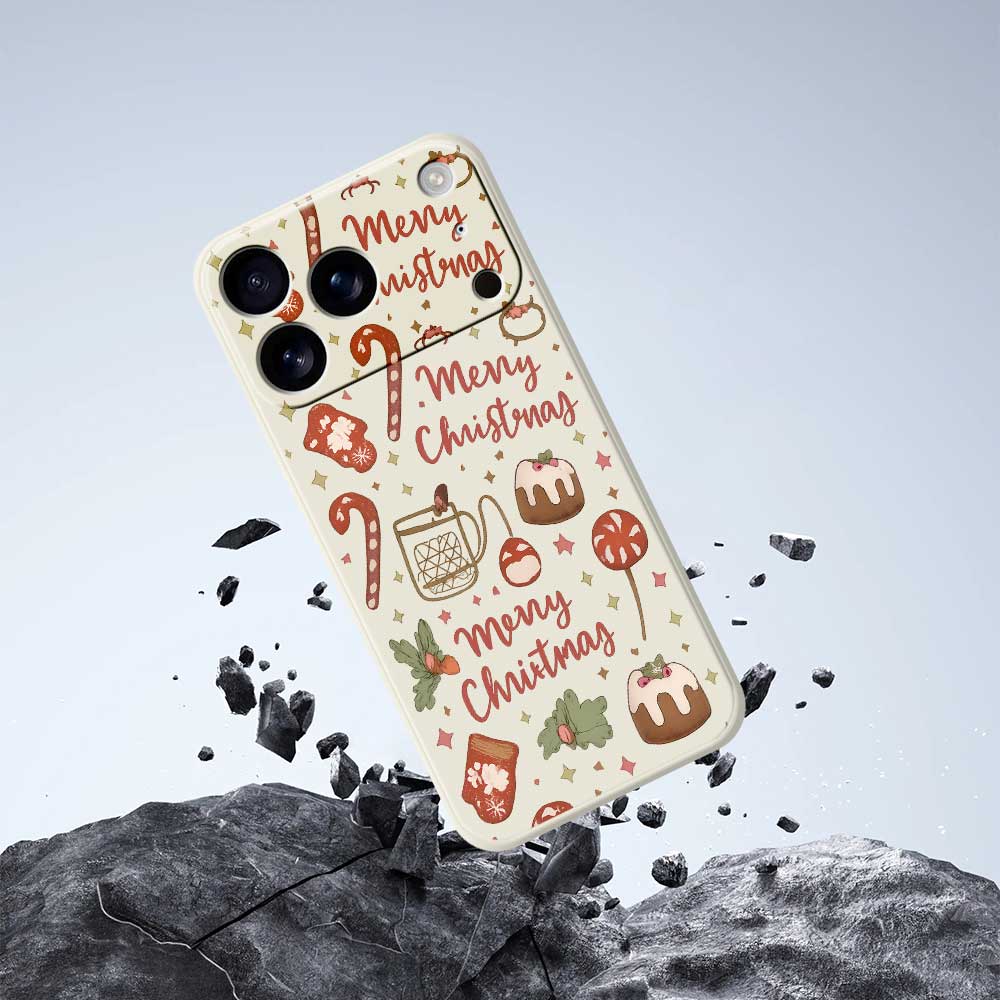 For iPhone 17 Pro Case Merry Christmas Pattern Printing Straight Edge TPU Phone Back Cover