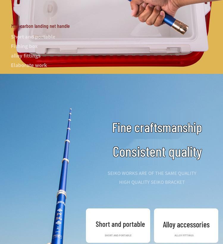 Teleskopowy Węglowy Podbierak 2.1m-2.4m: Ultra-Wytrzymały, Lekki do Wędkarstwa Muchowego Zawodniczego i na Duże Połowy