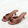 Fashion  Kitten-heel Slipper Women Concise Open-toe Slides Mules Shoes Comfortable Casual  Women Sandals