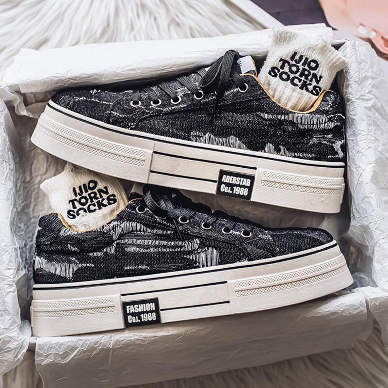 

Холщовые туфли мужские новые летние повседневные износостойкие на платформе рабочие туфли высококачественные дышащие кеды для скейтборда 44 чёрный