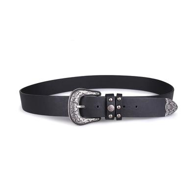 American Style Women's Extra Wide Retro Carved Three-piece Set Versatile European and American Belt Western Buckle Belt