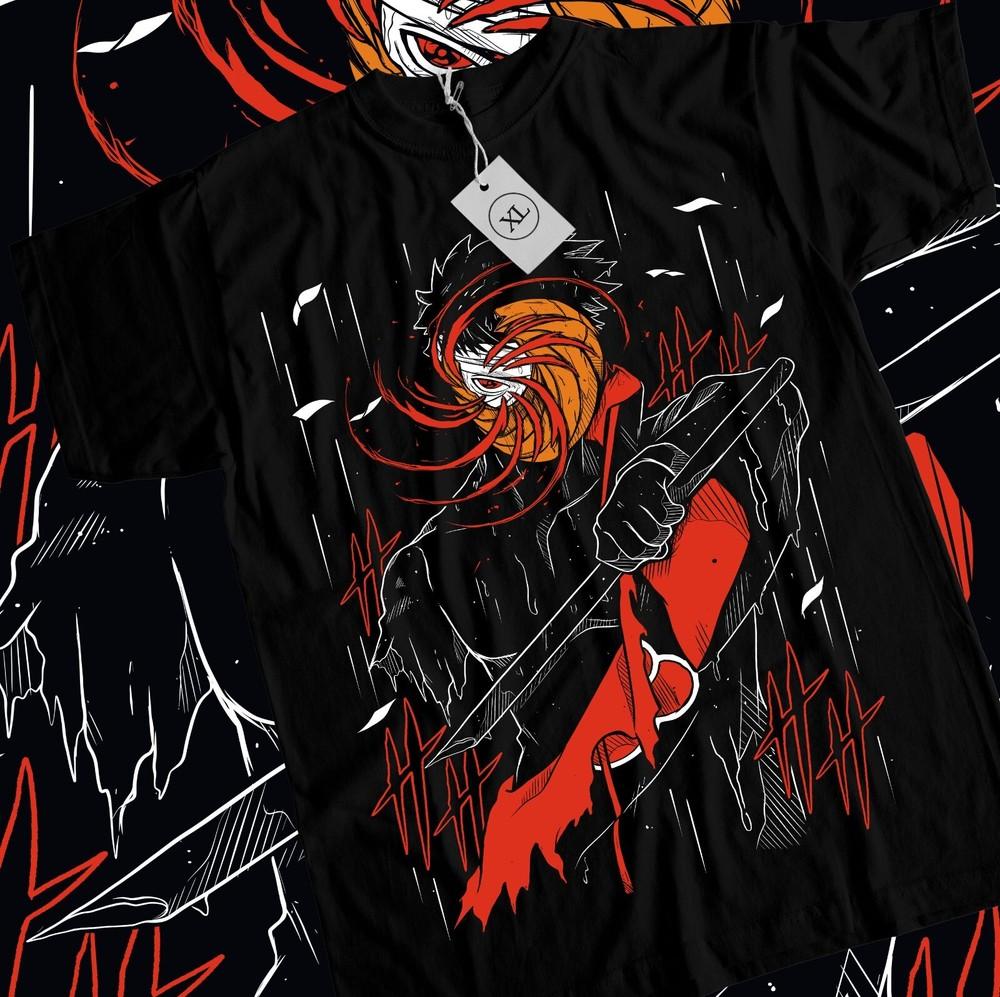 

Obito Uchiha T-Shirt Tobi Akatsuki Naruto Japanese Anime Black Shirt All Size Unisex T-Shirt S