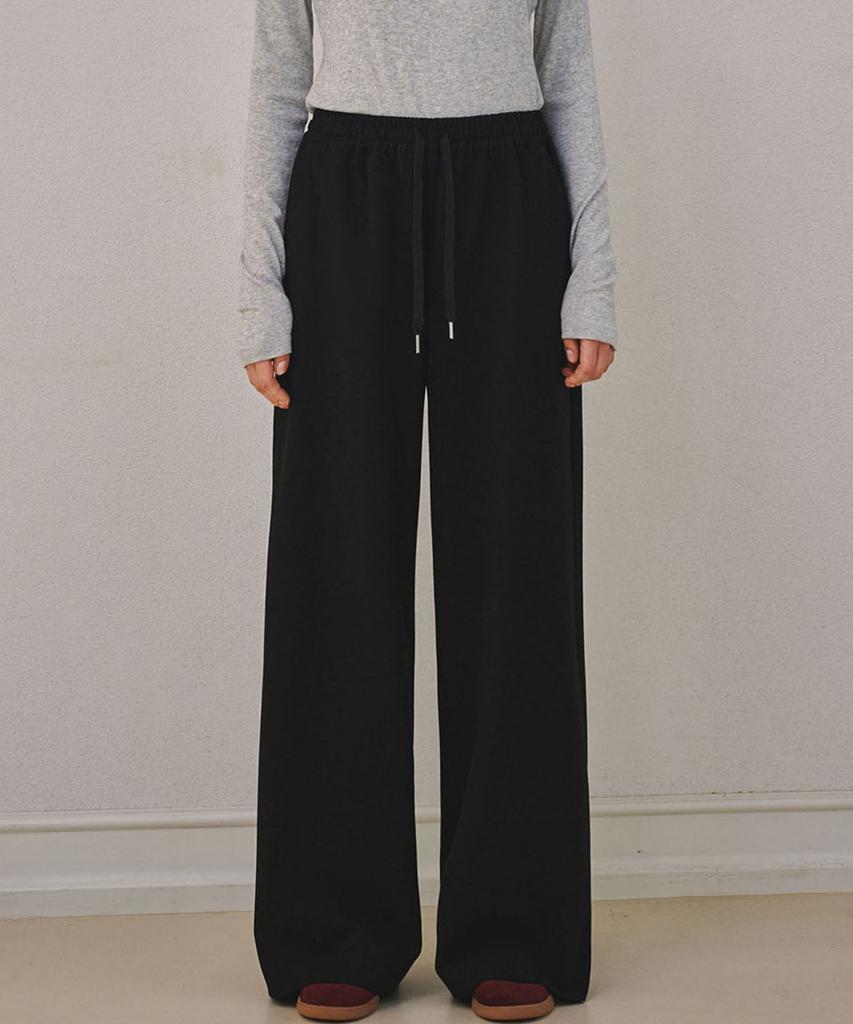 MALOUPE 2168 Brushed Four-Way Stretch Wide Pants (Black)