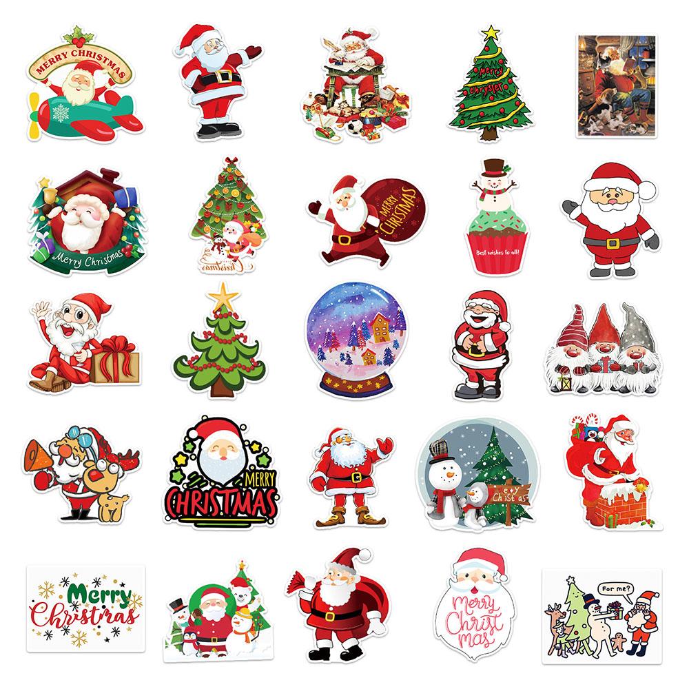 10/30/50pcs Cute Christmas Series Stickers Kawaii Cartoon Santa Claus Sticker Water Bottle Suitcase Phone Graffiti Decals Decor