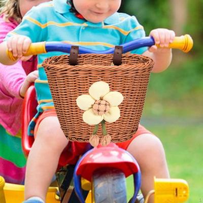 Kids Bike Basket Easy To Install Woven Front Bicycle for Children