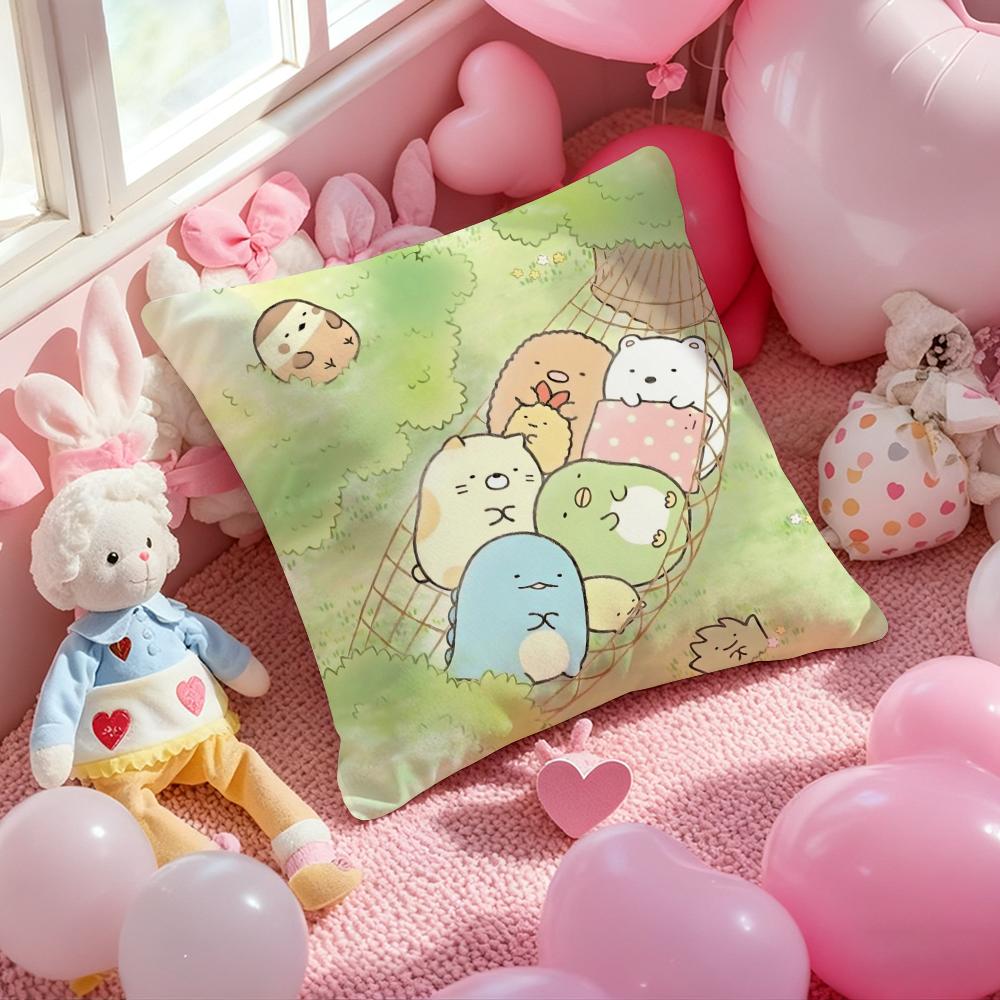 S-Sumikko Cute G-Gurashis Cushion Cover Pattern Printed Pillowcase for Living Room Sofa Cushion Cover & Bedroom Decor