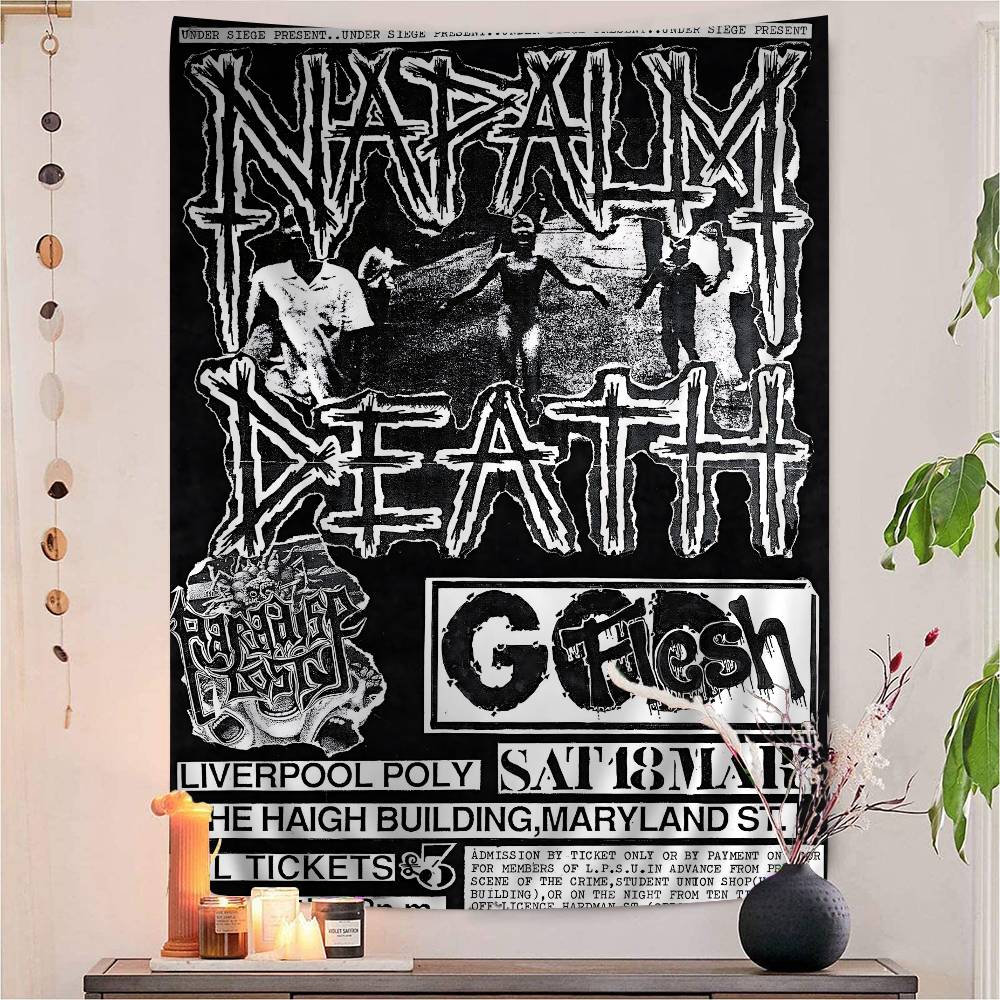 DDeaths Mental Rock Band Printed Large Wall Tapestry Art Science Fiction Room Home Decor Decor Blanket