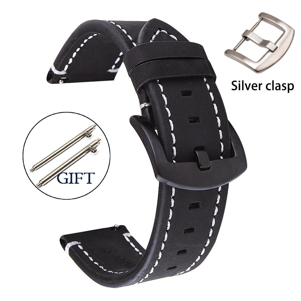 Genuine Retro Leather Watch Strap 20mm 22mm 24mm Vintage Strap 18mm Quick Release Men Universal Replacement Bracelet Accessories